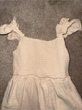 Cat & Jack Cream Smocked Sundress with Ruffled Tie Straps